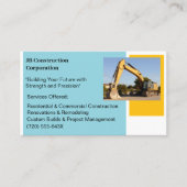 Bulldozer für gelbe Bauweise des Weißen Unternehme Visitenkarte (Vorderseite)