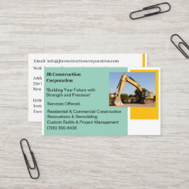 Bulldozer für gelbe Bauweise des Weißen Unternehme Visitenkarte