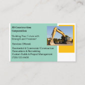 Bulldozer für gelbe Bauweise des Weißen Unternehme Visitenkarte (Vorderseite)