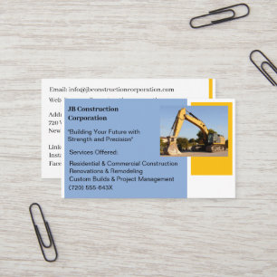 Bulldozer für gelbe Bauweise des Weißen Unternehme Visitenkarte