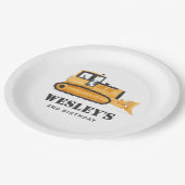 Bulldozer Geburtstagspartei des Baufahrzeugs Pappteller (Schrägansicht)