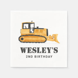 Bulldozer Geburtstagspartei des Baufahrzeugs Serviette
