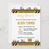 Bulldozer-Kinderdusche im Bauwesen Einladung (Vorderseite)