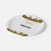 Bulldozer-Kinderdusche im Bauwesen Pappteller (Schrägansicht)