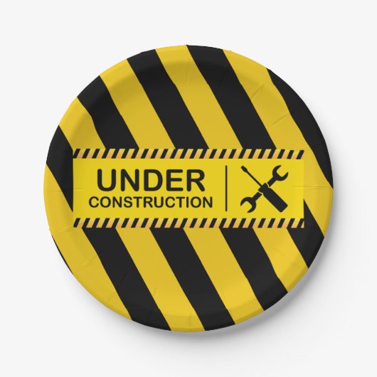 Bulldozer-Kinderdusche im Bauwesen Pappteller (Vorderseite)