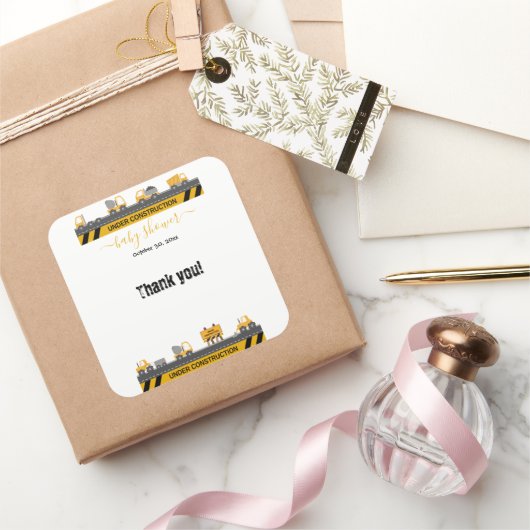 Bulldozer-Kinderdusche im Bauwesen Quadratischer Aufkleber (Schenken)