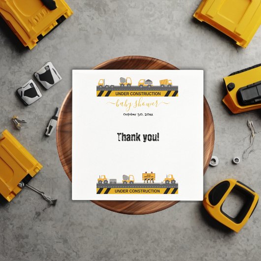 Bulldozer-Kinderdusche im Bauwesen Serviette