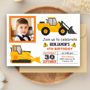 Bulldozer-Kindergeburtstags-Einladung zum Bau Einladung