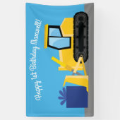 Bulldozer Niedlich 1. Geburtstag Party Bau Banner (Vertikal)
