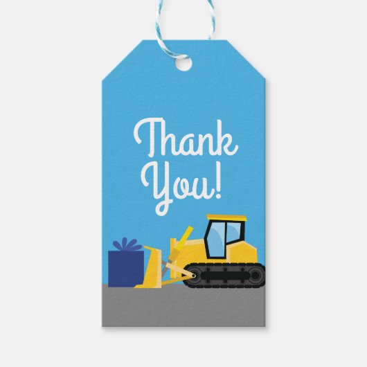 Bulldozer Niedlich Kindergeburtstag Party Construc Geschenkanhänger (Vorderseite)