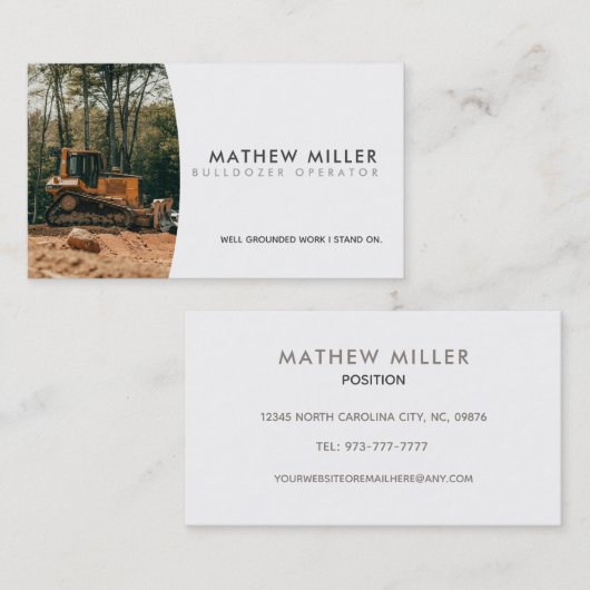 Bulldozer Operator Business Cards Visitenkarte (Vorne/Hinten)