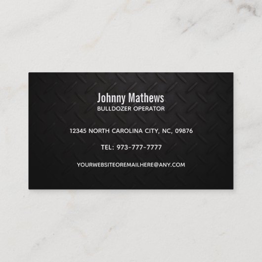 Bulldozer Operatorskarten Visitenkarte (Rückseite)