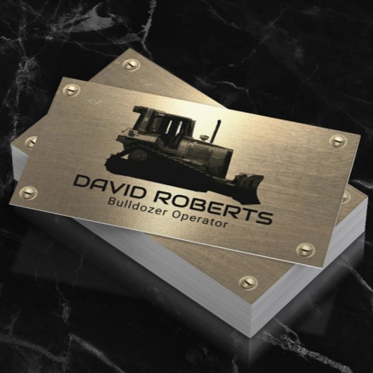 Bulldozer Pflanze Operator Gold Metal Construction Visitenkarte