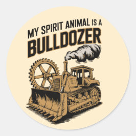 Bulldozer Spirit Vintage Minimalist Motivational Runder Aufkleber