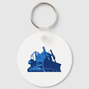 Bulldozer vorne Retro Schlüsselanhänger