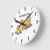 Bulldozers Girls Room Decoration Construction Team Runde Wanduhr (Winkel)
