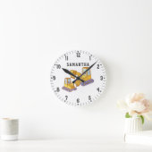 Bulldozers Girls Room Decoration Construction Team Runde Wanduhr (Zuhause)