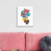 Bulle beim Sport mit Fußball und Helm Leinwanddruck (Insitu (Wohnzimmer))