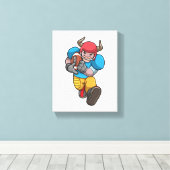 Bulle beim Sport mit Fußball und Helm Leinwanddruck (Insitu (Holzboden))