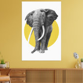 Bulle Elefant - in Goldstift Zeichnend Leinwanddruck (Insitu (Wohnzimmer))