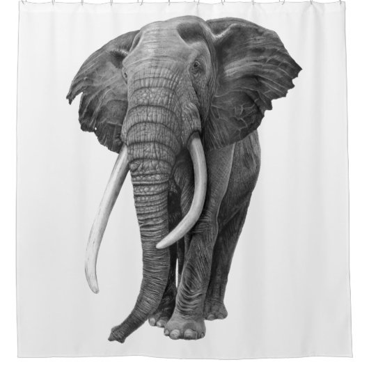 Bulle Elefant - Zeichnend im Stift Duschvorhang (Vorderseite)