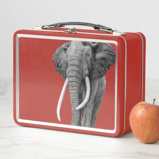 Bulle Elefant - Zeichnend im Stift Metall Brotdose (Beispiel)