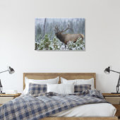 Bulle Elk im Schnee rufen, buglen, Gelbstein Leinwanddruck (Insitu (Schlafzimmer))