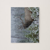 Bulle Elk im Schnee rufen, buglen, Gelbstein Puzzle (Vertikal)