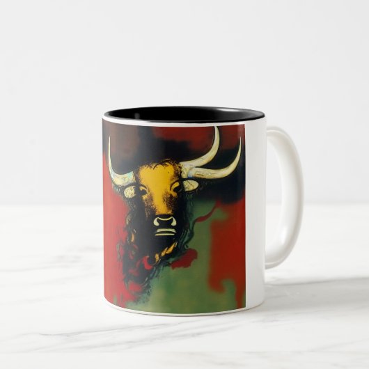 Bulle mit 3 Hörnern Zweifarbige Tasse (VorderseiteRechts)