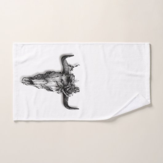 Bulle Schädel und Rose, schwarz und weiß Badhandtuch Set (Handtuch)