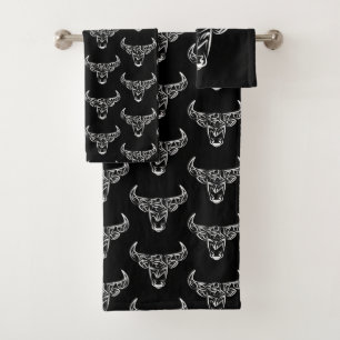 Bulle schwarz-weiß / Ox Badhandtuch Set