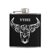 Bulle schwarz-weiß / Ox Flachmann (Vorderseite)