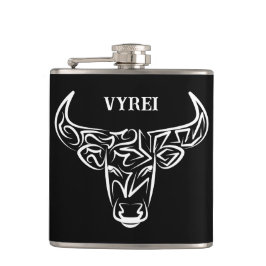 Bulle schwarz-weiß / Ox Flachmann