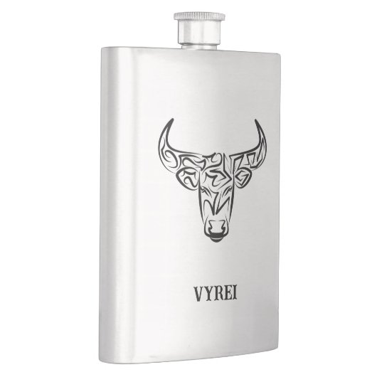 Bulle schwarz-weiß / Ox Flachmann (Rechts)