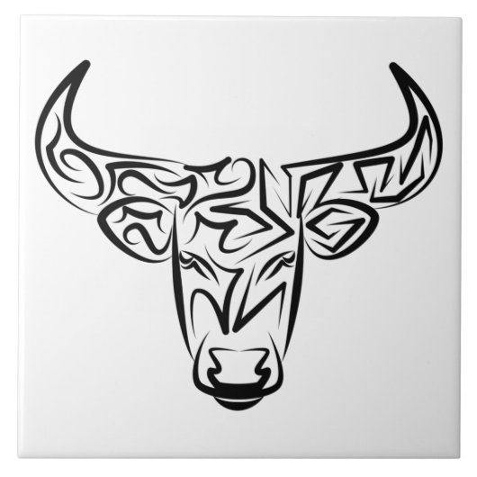 Bulle schwarz-weiß / Ox Fliese (Vorderseite)