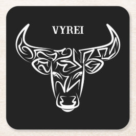 Bulle schwarz-weiß / Ox Rechteckiger Pappuntersetzer