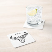 Bulle schwarz-weiß / Ox Rechteckiger Pappuntersetzer (Vor Ort)