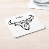 Bulle schwarz-weiß / Ox Rechteckiger Pappuntersetzer (angewinkelt)