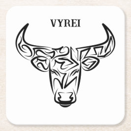 Bulle schwarz-weiß / Ox Rechteckiger Pappuntersetzer