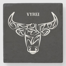 Bulle schwarz-weiß / Ox Steinuntersetzer