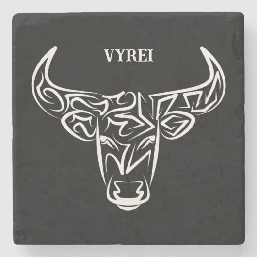 Bulle schwarz-weiß / Ox Steinuntersetzer (Vorderseite)