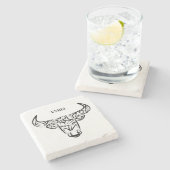 Bulle schwarz-weiß / Ox Steinuntersetzer (Seitenansicht)