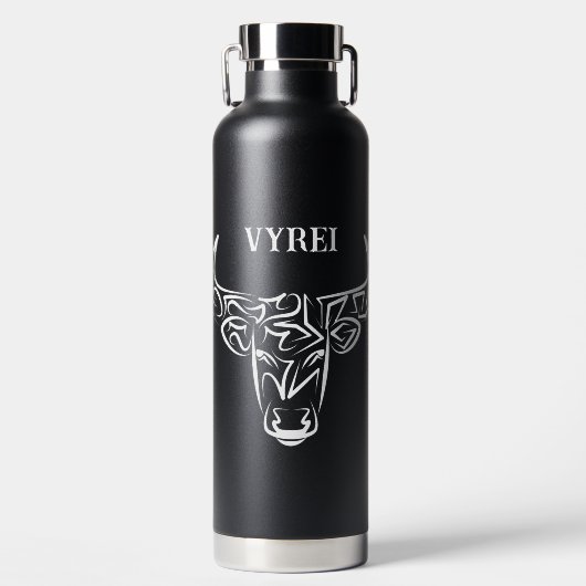 Bulle schwarz-weiß / Ox Trinkflasche (Vorderseite)