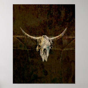 Bulle Skull Western Country Braun Alte Rustikale G Poster