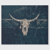 Bulle Skull Western Grau Rustikale Alte Grunge Geschenkpapier (Flach)