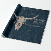 Bulle Skull Western Grau Rustikale Alte Grunge Geschenkpapier (Ungerollt)