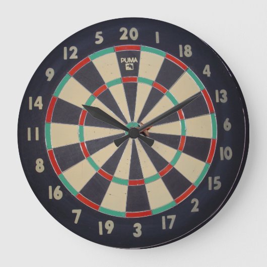 Bullen Auge im Dartboard, Große Wanduhr (Vorderseite)