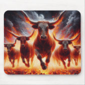 Bullen, die sich durch eine zwielichtige Landschaf Mousepad (Vorne)