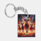 Bullen, die sich durch eine zwielichtige Landschaf Schlüsselanhänger (Vorderseite links)