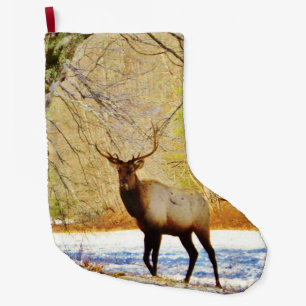 Bullenelch im Schnee Großer Weihnachtsstrumpf